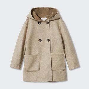 Mango MNG beige hooded peacoat Girls 8Y